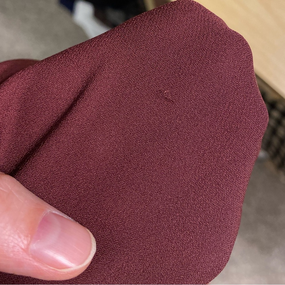 Foxcroft Draped Wrap Style Long Sleeve Blouse Burgundy Size 16 - Picture 9 of 9